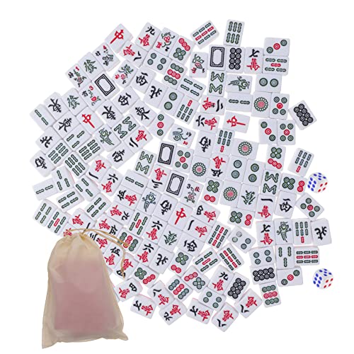 BESTonZON 1 Satz Mini Mahjong Set Tragbares mit Mini Mahjong für Reisen und Partys Fördert Logisches und Geschicklichkeit Robust und Langlebig mit Praktischem Aufbewahrungssack von BESTonZON