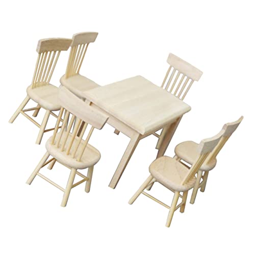 BESTonZON Lebendiges Mini-puppenhausmöbel-Set – Mini-stühle Und -Tisch Im Maßstab 1/12 – Miniatur-küchenset Aus Holz BESTonZON Lebendiges Mini-puppenhausmöbel-Set – Mini-stühle Und -Tisch Im Maßstab 1/12 – Miniatur-küchenset Aus Holz von BESTonZON