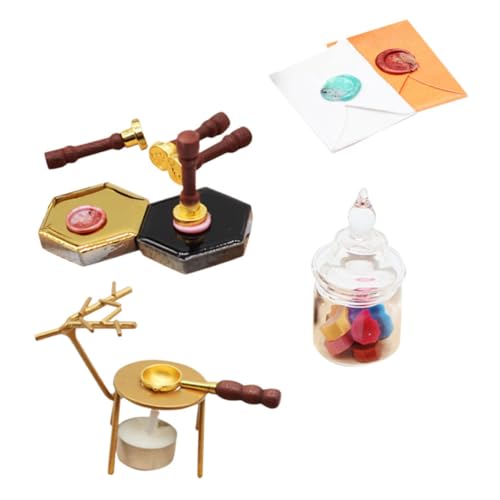 BESTonZON 1 Satz Mini-siegel-feuerfarbe Mini-umschlagmodell Puppen Tun So, Als Würden Sie Spielen Mini-puppenhaus- Siegelstempel Puppenhaus Wachssiegelform Dekoration Suite Glas von BESTonZON