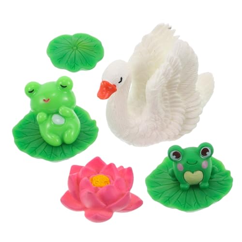 BESTonZON 1 Satz Mini-froschschwan Fischbecken Klein Aquariumdekorationen Klein Miniaturfiguren Aquarium Zur Landschaftsgestaltung Aus Kunstharz Minifiguren in Loser Schüttung Kunststoff von BESTonZON