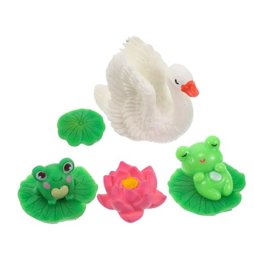 BESTonZON 1 Satz Mini-froschschwan Süßes Schreibtischzubehör Kleine Frösche Zum Verstecken Fischbecken Klein Mikro-landschafts-Aquarium Frösche Mikrofrosch-simulationsfischbecken Harz von BESTonZON