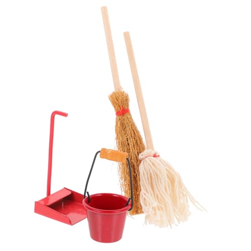 BESTonZON 1 Satz Mini-mopp Miniatur-Besen-Requisiten Minifiguren Requisiten Simulierter Besen Puppenhaus-reinigungswerkzeuge Kleine Hausdekor-kehrschaufel Besenfiguren Schmiedeeisen von BESTonZON