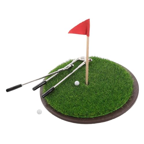 BESTonZON 1 Satz Miniatur Golfspiel Set Teiliges Zubehör für Puppenhaus Kreative Dekoration für Kinderzimmer Büro und Sammler mit Realistischen Golfclubs und Gras Fördert Kreatives und von BESTonZON