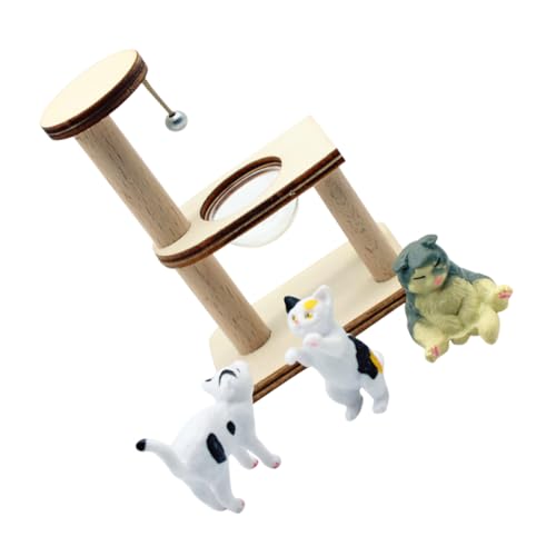 BESTonZON 1 Satz Miniatur Katzenkratzbaum aus Holz Teiliges Puppenhaus Zubehör für Katzenliebhaber für Kreative Miniaturwelten und Dekoration von BESTonZON