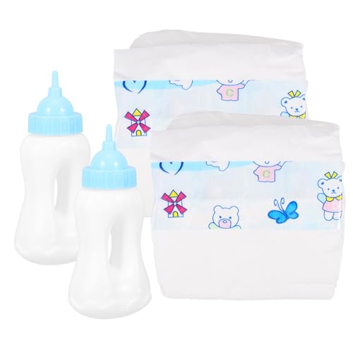 BESTonZON 1 Satz Miniatur Milchflaschen für Puppen Puppenzubehör mit Windeln Spielzeuge für Rollenspiele und Fantasievolles Geeignet für Ab Jahren von BESTonZON