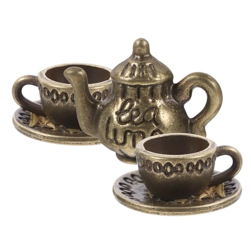 BESTonZON Miniatur Teeservice Satz für Puppenhaus Kleiner und Tassen Feines Küchenspielzeug Zubehör Exquisites Puppenhaus Accessoires Vintage Miniatur Küchenset von BESTonZON