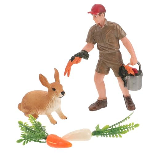 BESTonZON 1 Satz Modelle Von Nutztieren Tierdekoration Desktop-Ornament Statue Bonsai- Karotten-Modell Kleines Kaninchenmodell Gartenverzierung Hasendekor Kleines Hasenornament Plastik von BESTonZON