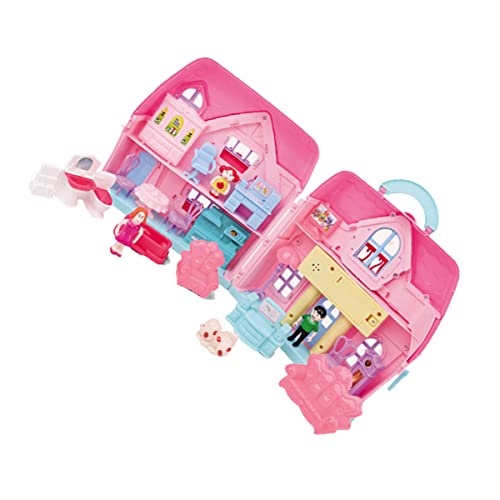 BESTonZON 1 Satz Prinzessin Faltbar Mini- -bausatz Puppenhaus Miniaturen Häuser Menschen Spaß Kreatives Heimwerkerhaus Kunststoff Rosa Plastik von BESTonZON