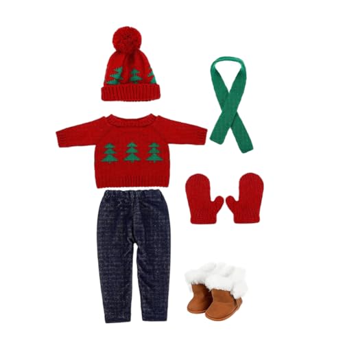 BESTonZON Weihnachtskleidung Für Puppen 18-Zoll-weihnachtsanzug Pullover Mütze Handschuhe Booties Partygeschenk von BESTonZON