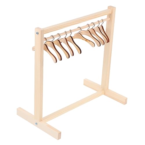 BESTonZON 1 Satz Puppen-kleiderbügel Aus Holz Rosa Wohnkultur Retro-Puppen Regalpuppen Fee Kleiderstange Für Haustier Kombinationsdekoration Häschen-leckerli-Ball Hängende Puppen Hose von BESTonZON