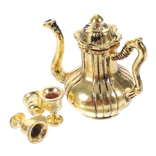 BESTonZON 1 Satz Puppenhaus Teetasse puppenhauszubehör Mini-Küchenzubehör Mini-Teetasse so tun, als ob wäre Mini-Hausdekoration Mini- küche spielset Legierung Golden von BESTonZON