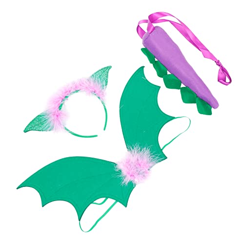BESTonZON 1satz Dinosaurier Kostüm Für Junge Mädchen Mit Kopfband Und Flügel Für Themenpartys Und Halloween Kreatives Und Auffälliges Kostümzubehör Für Bühnenaufführungen Und von BESTonZON