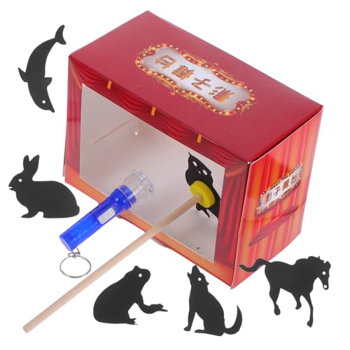 BESTonZON 1 Satz Schattenspielspielzeug Kleine Produktionsspielzeuge Hasen-Banner Selbstgemachte Marionetten So Tun, Als Ob Wäre Miniaturpuppen Miniaturspielzeug Rot Papier von BESTonZON