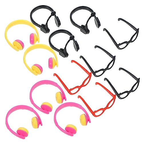 BESTonZON 1 Satz Schnapsgläser Headset Kopfhörer Puppe Mini-Brille Kleine Puppenbrille Puppen-DIY-dekore DIY-Brillen-Requisiten Auffällige Gläserdekore Puppe Plastik von BESTonZON