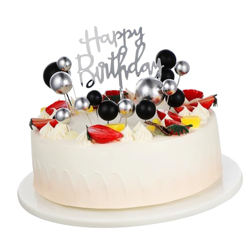 BESTonZON 1 Satz Schwarzgoldene Kuchendekoration Diy-kuchenaufsatz Kuchenbällchen-topper-dekorationen Kuchenspießbällchen Kuchen -topper Ballon-kuchendekorationen Kuchenkugeln Papier von BESTonZON