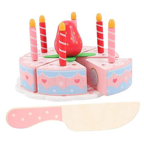 BESTonZON 1 Satz Simulationskuchen Aus Holz Zum Schneiden Von Kuchen Geburtstagstorte Modell Simulation Geburtstagskuchenspielzeug Kuchenspielzeug Vorgeben Hausspielzeug von BESTonZON