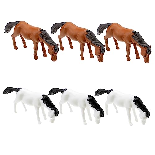 BESTonZON 1 Satz Simulator- Animal Figures Animal Toys Home Dekoration Pferde-statuen Pferdefigur Klein Tortendeko Einschulung Mini-landschaftspferdemodell Landschaftsschmuck PVC 6 Stück von BESTonZON