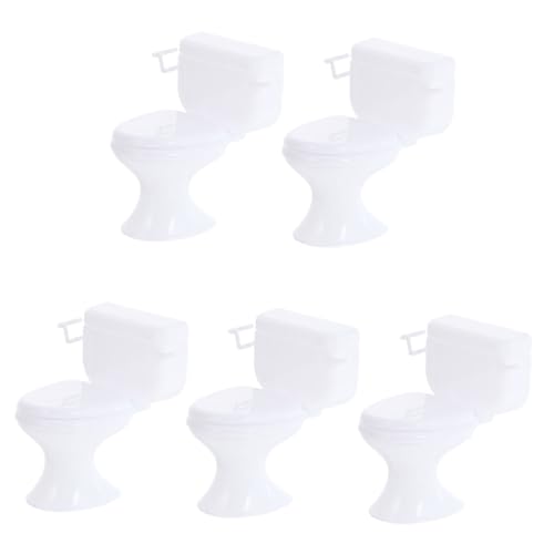BESTonZON 1 Satz Simulierte Toilette Badezimmermodell Badespielzeug Für Mini-Toilette Wc-Kuchen- Spielzeugzubehör Mini Möbel Miniaturspielzeug Weiß Plastik von BESTonZON