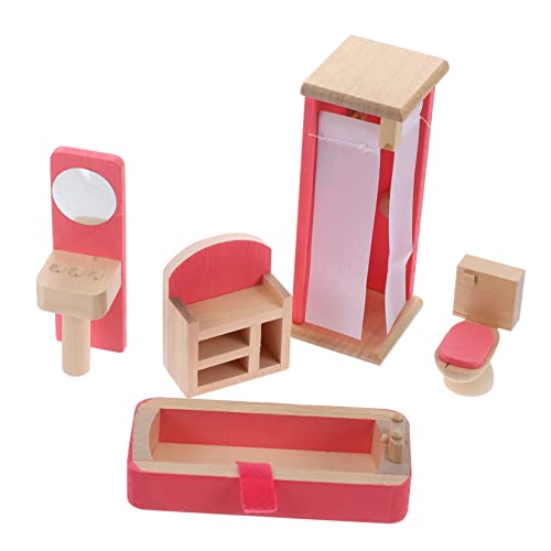 BESTonZON 1 Satz Spielhaus Möbelschmuck Mini-hausdekoration Puppenhausmöbel Aus Holz Lustige Dekore Rosa Hölzern von BESTonZON