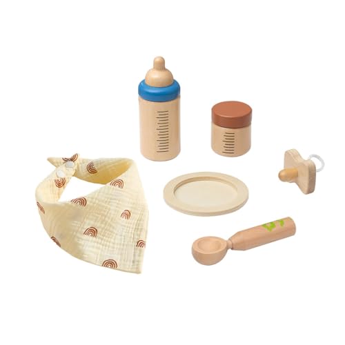 BESTonZON 1 Satz Spielzeug Zum Füttern Mit Der Flasche Miniatur-babyflaschen Kinderspielzeug Spielzeug-Flasche Puppen, Die Flaschen Füttern Besteck Mädchenspielzeug Nuckelflasche Holz von BESTonZON