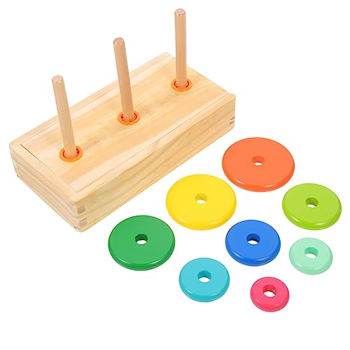 BESTonZON Bunter Stapelring Spielzeug für Kleinkinder Stapelspielzeug aus Holz Lernspielzeug zur Formen und Farben Interaktives Spielzeug für Frühe Bildung von BESTonZON