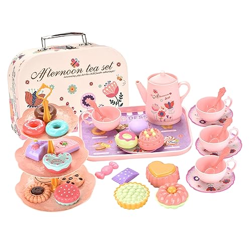 BESTonZON 1 Satz Tea Set for Toys puppenhauszubehör Teeservice für Toy for The Teachers Rollenspiel Pinker Dessertspiel für Kleinkinder vortäuschen Plastik von BESTonZON