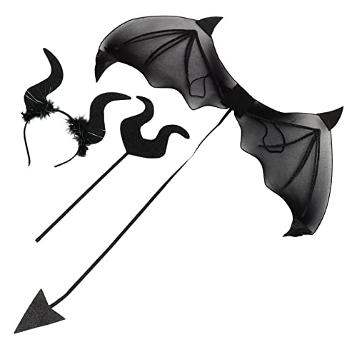 BESTonZON 1 Satz Teufelsflügel Kostüm Dämonenflügel Teufels-verkleidungsset Mantel Dämonenhorn Schlag Halloween Haarspangen Aus Teufelshorn Cosplay-zubehör Stirnbänder Plastik Black BESTonZON 1 Satz Teufelsflügel Kostüm Dämonenflügel Teufels-verkleidungsset Mantel Dämonenhorn Schlag Halloween Haarspangen Aus Teufelshorn Cosplay-zubehör Stirnbänder Plastik Black von BESTonZON
