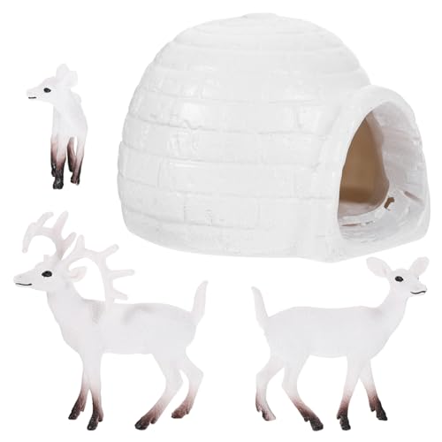 BESTonZON 1 Satz Tiermodell-Ornamente weihnachtshirschfiguren Polarhirschfiguren Polartierfiguren Hirsch Miniatur Polar-Rentier- Hirsch-Statue Miniaturen schmücken Plastik Weiß von BESTonZON
