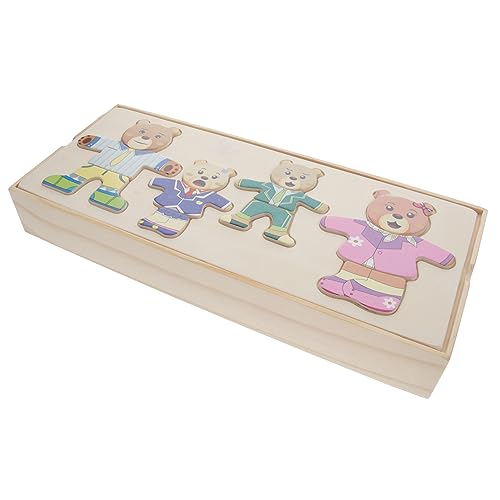 BESTonZON 1 Satz Tierwechsel Holzpuzzle für Niedliches Ankleidepuzzle mit Bärenmotiv Fördert Kreativität und Feinmotorik für Vorschulkinder und Kleinkinder von BESTonZON