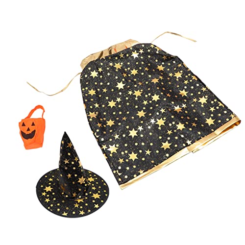 BESTonZON Halloween-babykostüme Hexenkostüm Für Kinder Mit Umhang Hut Zaubererumhang Set Größe Cosplay-Requisiten Für Jungen Und Mädchen von BESTonZON