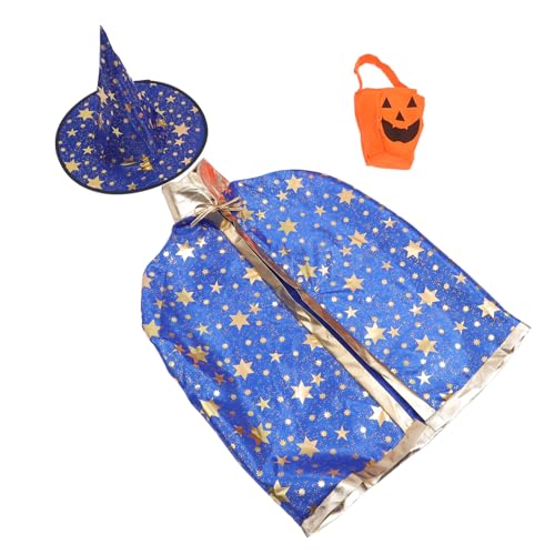 BESTonZON 1 Satz Umhang für Halloween umhang Halloween deko Halloween-Kostümset Masken Hexenumhang mit Hut Mantel Zaubererumhang mit Mützen Halloween-Kostüme für Satin Blue von BESTonZON