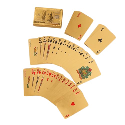 BESTonZON 1 Satz Unterhaltung Poker goldene Spielkarten Partygeschenke für Spiele Tally Spielkarten wasserdichte Spielkarten glänzende Spielkarten Tyrann Gold Kartenspielen Deck 24k von BESTonZON