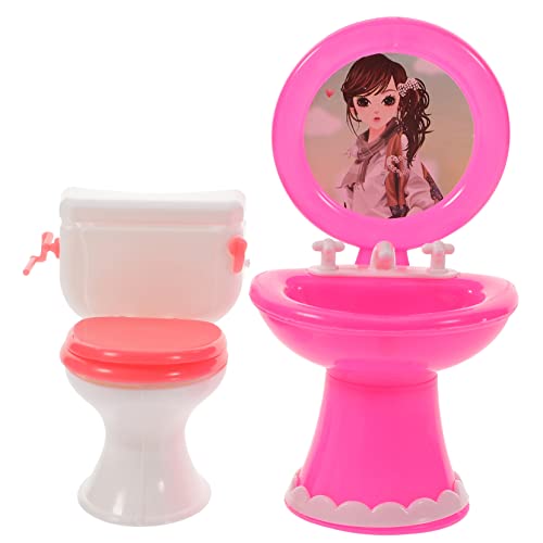 BESTonZON Puppenhaus-waschbecken Und Mini-toilettenset Miniatur-badmöbel Aus Kunststoff Für Spielhausspielzeug BESTonZON Puppenhaus-waschbecken Und Mini-toilettenset Miniatur-badmöbel Aus Kunststoff Für Spielhausspielzeug von BESTonZON
