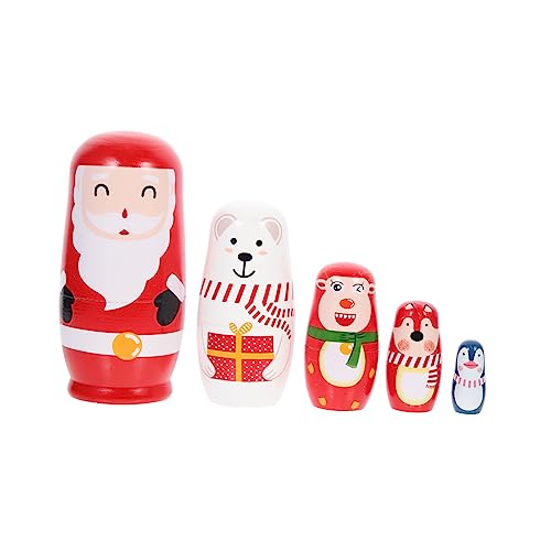 BESTonZON 1 Satz Weihnachtspuppe Ornamente Figur Weihnachtsspielzeug Wohnkultur Weihnachts-nistpuppe Bemalte Stapelpuppe 6-lagige Stapelpuppen Cartoon-nistpuppe Holz BESTonZON 1 Satz Weihnachtspuppe Ornamente Figur Weihnachtsspielzeug Wohnkultur Weihnachts-nistpuppe Bemalte Stapelpuppe 6-lagige Stapelpuppen Cartoon-nistpuppe Holz von BESTonZON