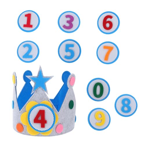 BESTonZON 1 Satz Wiederverwendbare Geburtstagskrone für Verstellbaren Zahlen Diy Geburtstags Hut für Mädchen und Jungen für Kindergeburtstagsfeiern Blaues Filzdesign BESTonZON 1 Satz Wiederverwendbare Geburtstagskrone für Verstellbaren Zahlen Diy Geburtstags Hut für Mädchen und Jungen für Kindergeburtstagsfeiern Blaues Filzdesign von BESTonZON