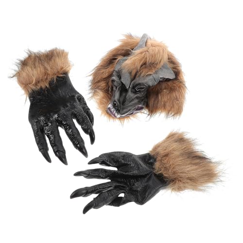 BESTonZON 1 Satz Wolfsmaske mit Krallenhandschuhen Realistische Halloween Cosplay Maske für Erwachsene für Partys und Karneval Sorgt für Spannende Unterhaltung von BESTonZON