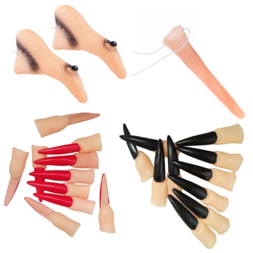 BESTonZON 1 Satz falsche Nase Vampirnägel halloween schminke halloween make up Kostümzubehör-Set halloweenschminke halloween dekoset Halloween-Make-up gefälschte Halloween-Nagel Gummi von BESTonZON