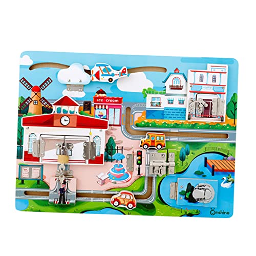 BESTonZON 1 Satz freischalten Lernen Schlösser Montessori-Lernspielzeug Kreativ Schalte Toy Cognitive Board kognitive Tafel frühpädagogisches Bambus von BESTonZON