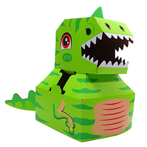 BESTonZON 1 Satz tragbarer Karton bastelset basteln für kinderspielsachen Bekleidung puzzl tragbare Dinosaurier aus Papierkarton tragbare DIY- -Dinosaurier Green von BESTonZON