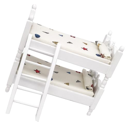 BESTonZON 1 Set 12 Puppenhaus Modellmöbel Mini Möbel Modell Mini Bett Puppenhaus Miniatur Puppen Etagenbett Mini Etagenbett Puppenbausatz Miniatur Möbel Ornament Mini Etagenbett von BESTonZON