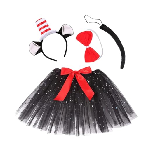 BESTonZON 1satz Katze Kostüm Set Für Halloween Rotes Und Weißes Outfit Tierkostüm Mit Und Ohren Für Karneval Und Cosplay Für Damen von BESTonZON