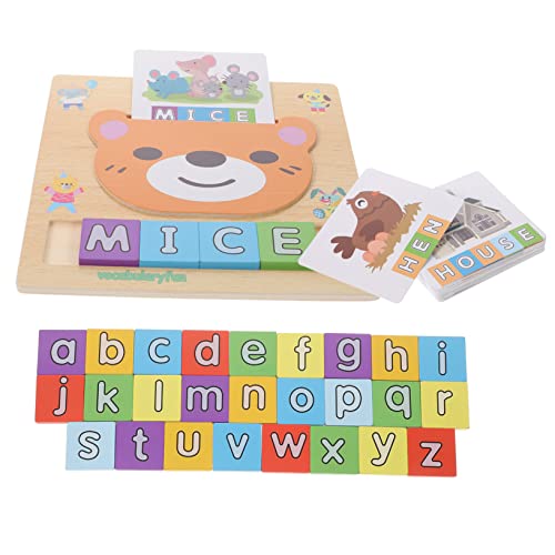 BESTonZON 1 Satz Alphabet-Lernspielzeug Alphabeterkennungsspiel Alphabet-Puzzle aus Holz Kinder holzspielzeug Buchstaben Puzzle Buchstabenrätsel Englische Wörter Buchstabieren Blöcke hölzern von BESTonZON