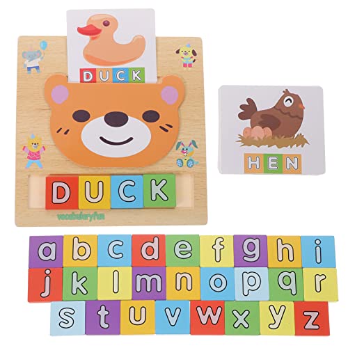 BESTonZON 1 Set Alphabet Lernspielzeug Puzzles Englische Wörter Lernblöcke Buchstabenblock Lernspielzeug Bildungsspielzeug Alphabet Rechtschreibspiel Rechtschreibung Aus Holz von BESTonZON