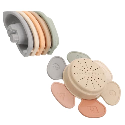 BESTonZON Badespielzeug Boot Mit Stapelbechern 11-teiliges Baby-badespielzeug-Set Schimmelfreier Kunststoff Kleinkindfreundlich von BESTonZON