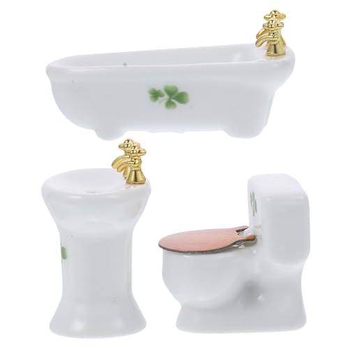 BESTonZON 1 Set Badezimmer Puppe Badezimmer Keramik Mini Dusche Modell Puppe Dekoration von BESTonZON