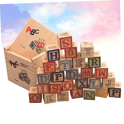 BESTonZON 1 Set Bausteine ​​Buchstaben Kid Bausteine ​​Pädagogisches Anzahl Holz Gebäude Balance Spielset Bambus von BESTonZON