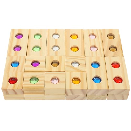 BESTonZON 1 Set Holz Regenbogen Blöcke Stapelblöcke Regenbogen Edelstein Würfel Lernspielzeug Montessori Stapelspielzeug Regenbogen Sinnesspielzeug Konstruktion Kinderspielzeug Stapelwürfel von BESTonZON
