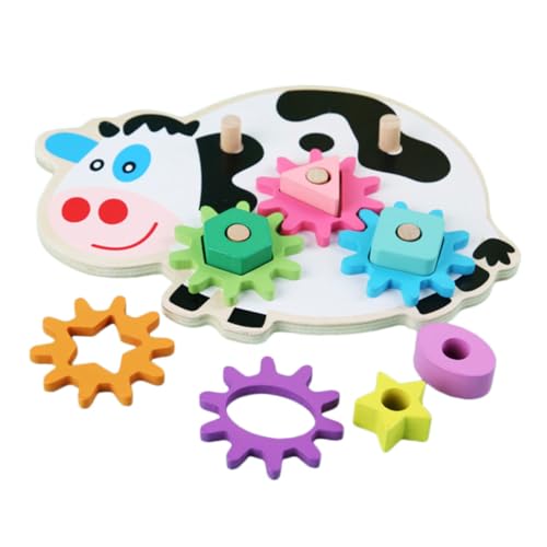 BESTonZON 1 Set Holzspielzeug Für Geometrische Formen Und Zahnräder Lernspielzeug Zur Farben Und Formenerkennung Jungen Und ädchen von BESTonZON
