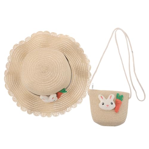 BESTonZON 1 Set Mädchen Floppy Stroh Strandhut und süße Umhängetasche süße Sonnenhut Strand Handtasche für Kinder Sommer Reisen und Spielen BESTonZON 1 Set Mädchen Floppy Stroh Strandhut und süße Umhängetasche süße Sonnenhut Strand Handtasche für Kinder Sommer Reisen und Spielen von BESTonZON