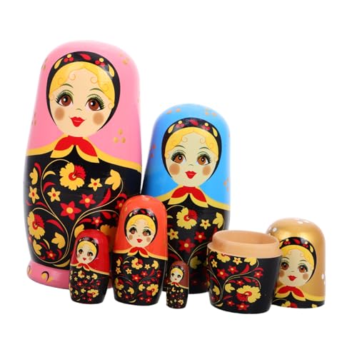 BESTonZON 1 Set Matroschka Mädchen Matroschka Puppen Stapelpuppe Heimdekoration Nesting Doll Puppen Ornament Festival Familie Puppe Nesting Holz Kit Holz von BESTonZON